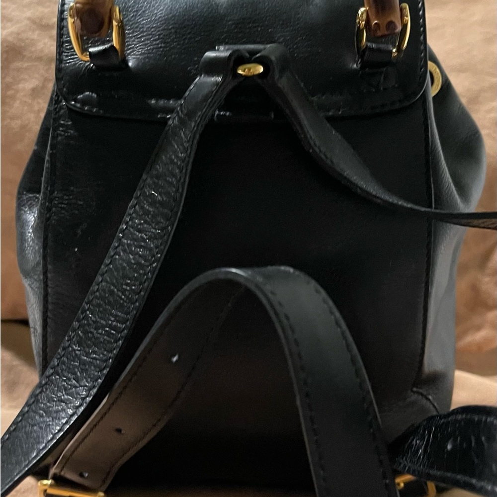 Like New Vintage Gucci Bamboo Mini Backpack Leather Black - Picture 8 of 10